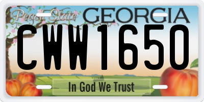GA license plate CWW1650