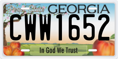 GA license plate CWW1652