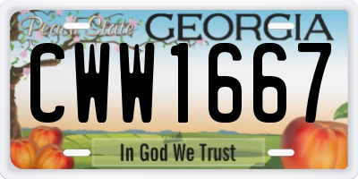 GA license plate CWW1667