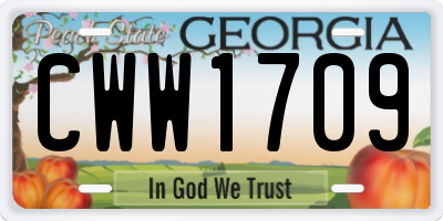 GA license plate CWW1709