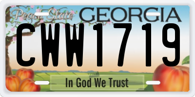 GA license plate CWW1719
