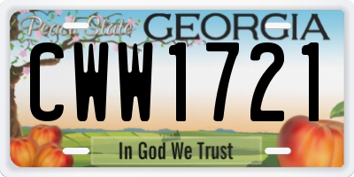 GA license plate CWW1721