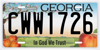 GA license plate CWW1726