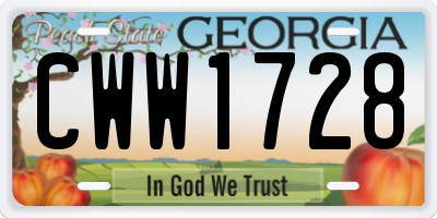 GA license plate CWW1728