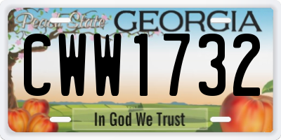 GA license plate CWW1732