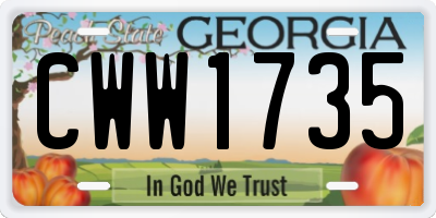 GA license plate CWW1735