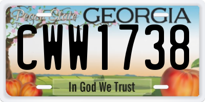 GA license plate CWW1738