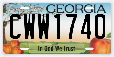 GA license plate CWW1740