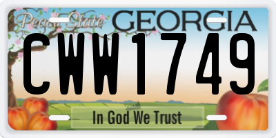 GA license plate CWW1749