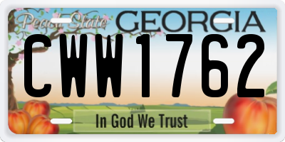 GA license plate CWW1762