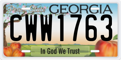 GA license plate CWW1763