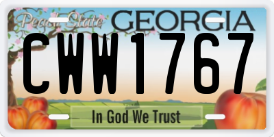 GA license plate CWW1767