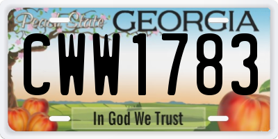 GA license plate CWW1783