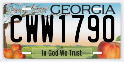 GA license plate CWW1790