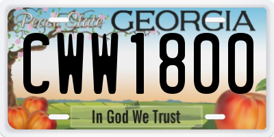 GA license plate CWW1800