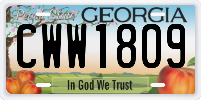 GA license plate CWW1809