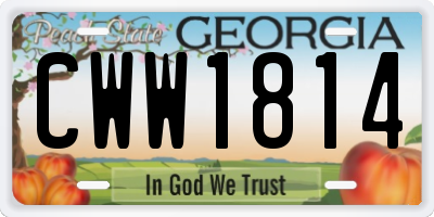 GA license plate CWW1814