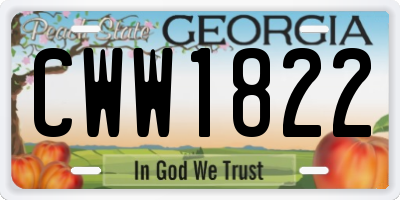 GA license plate CWW1822