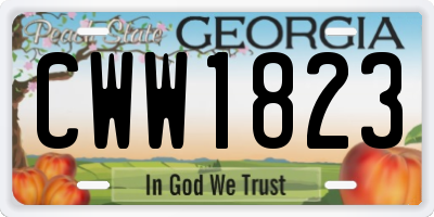 GA license plate CWW1823