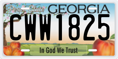 GA license plate CWW1825