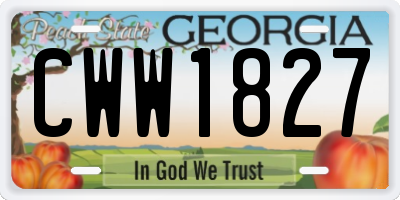 GA license plate CWW1827