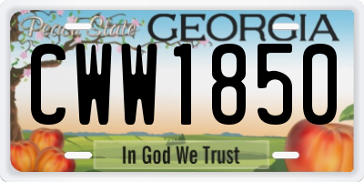 GA license plate CWW1850