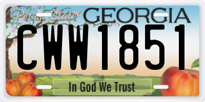 GA license plate CWW1851