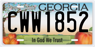GA license plate CWW1852