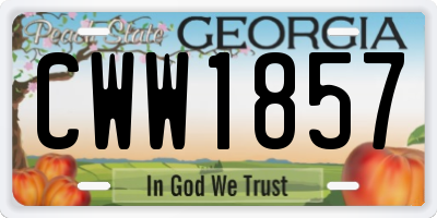 GA license plate CWW1857
