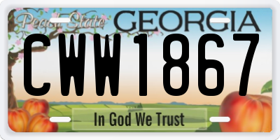 GA license plate CWW1867