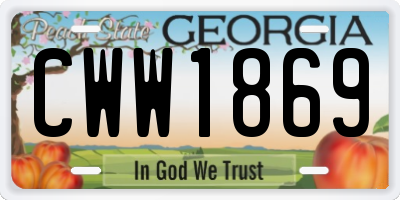 GA license plate CWW1869