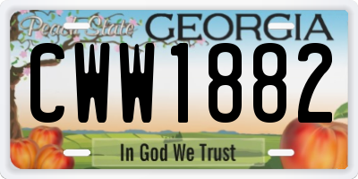 GA license plate CWW1882