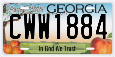 GA license plate CWW1884