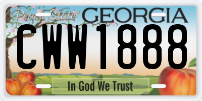 GA license plate CWW1888