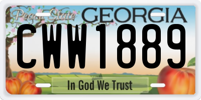GA license plate CWW1889