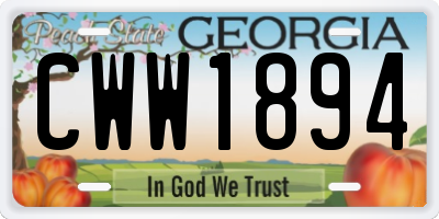 GA license plate CWW1894