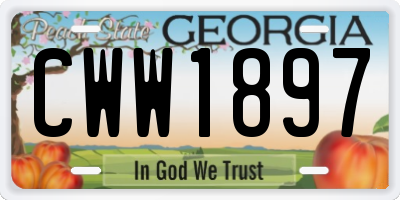 GA license plate CWW1897