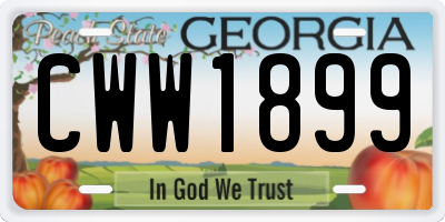 GA license plate CWW1899
