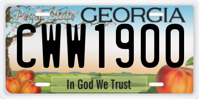 GA license plate CWW1900
