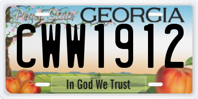 GA license plate CWW1912