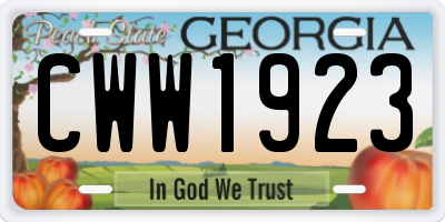 GA license plate CWW1923