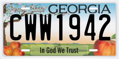 GA license plate CWW1942