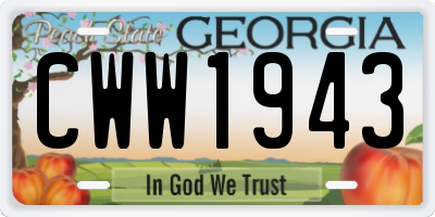 GA license plate CWW1943