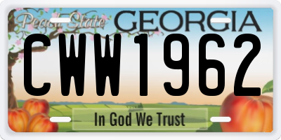 GA license plate CWW1962