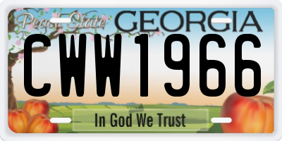 GA license plate CWW1966