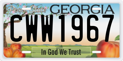 GA license plate CWW1967