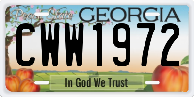 GA license plate CWW1972