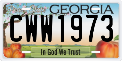 GA license plate CWW1973