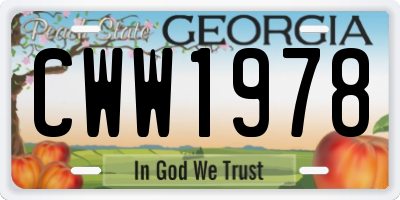 GA license plate CWW1978