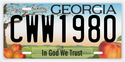 GA license plate CWW1980